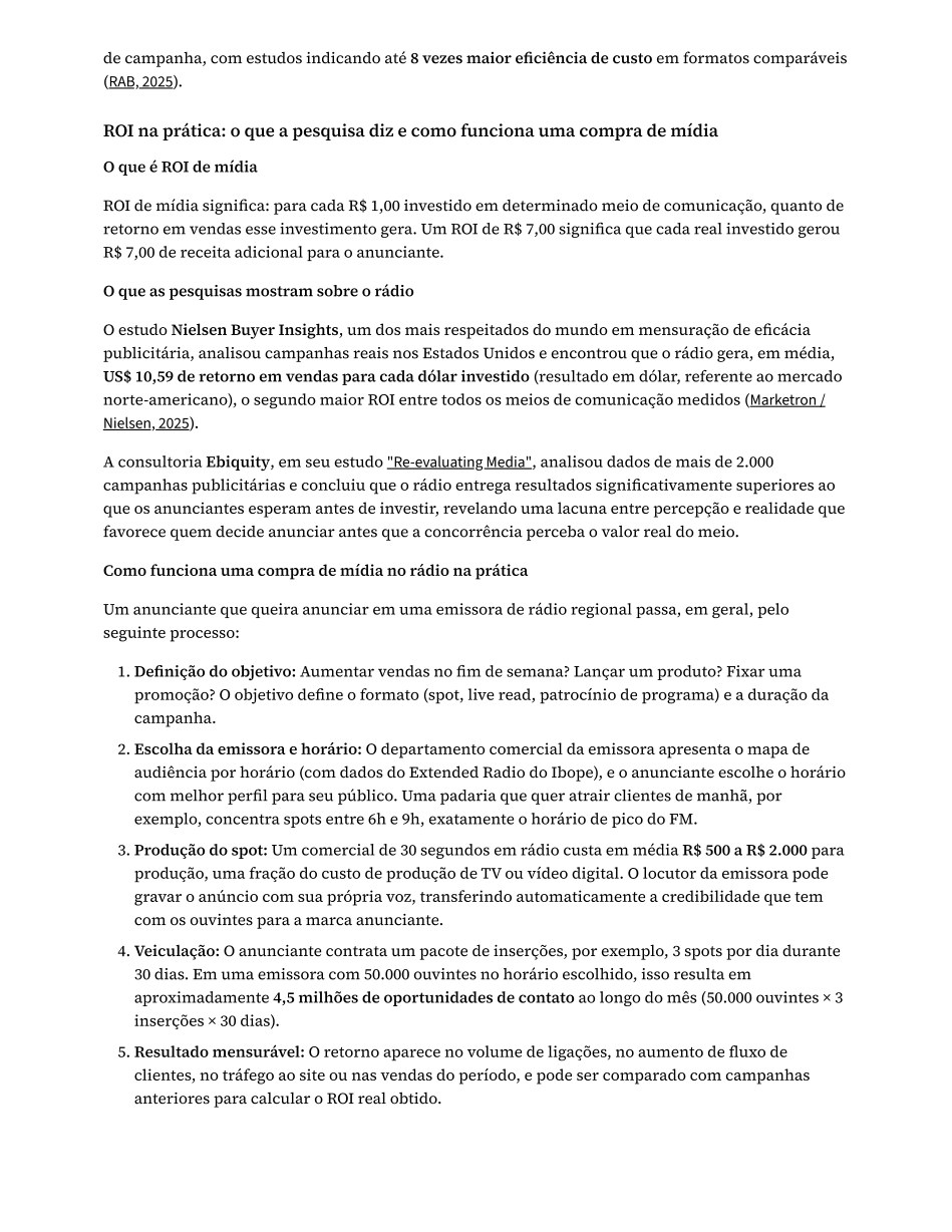 Página 22 do estudo: anteriores para calcular o ROI real obtido.