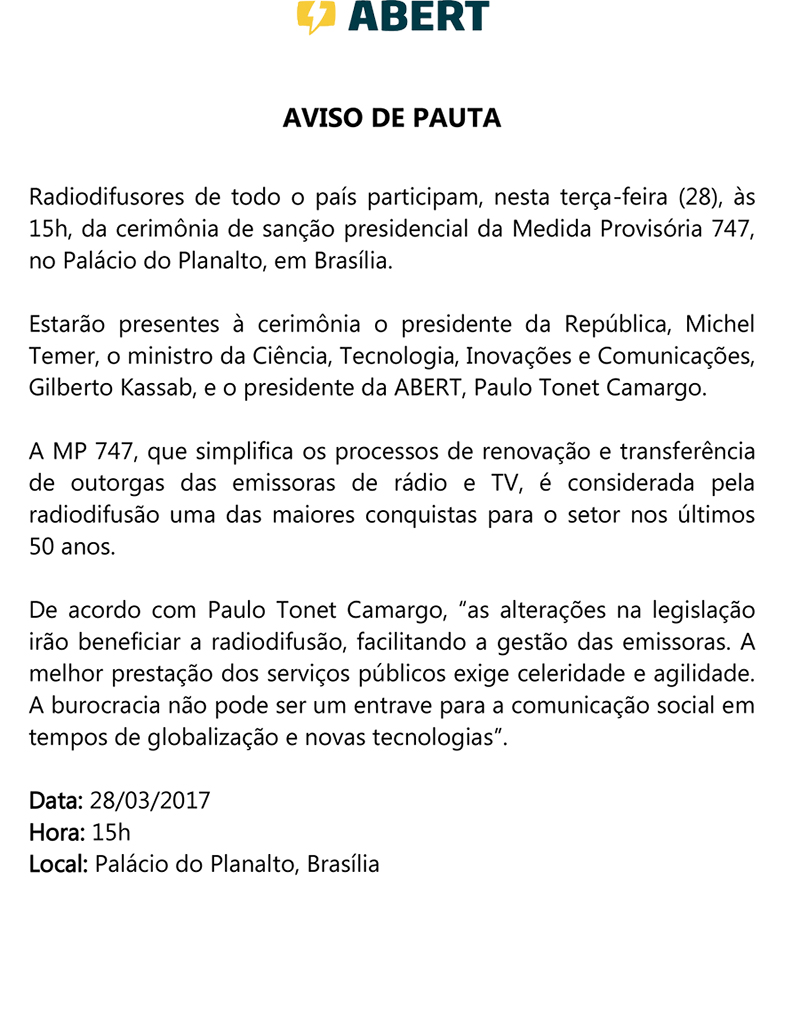 AVISO DE PAUTA SOLENIDADE PALACIO MP747