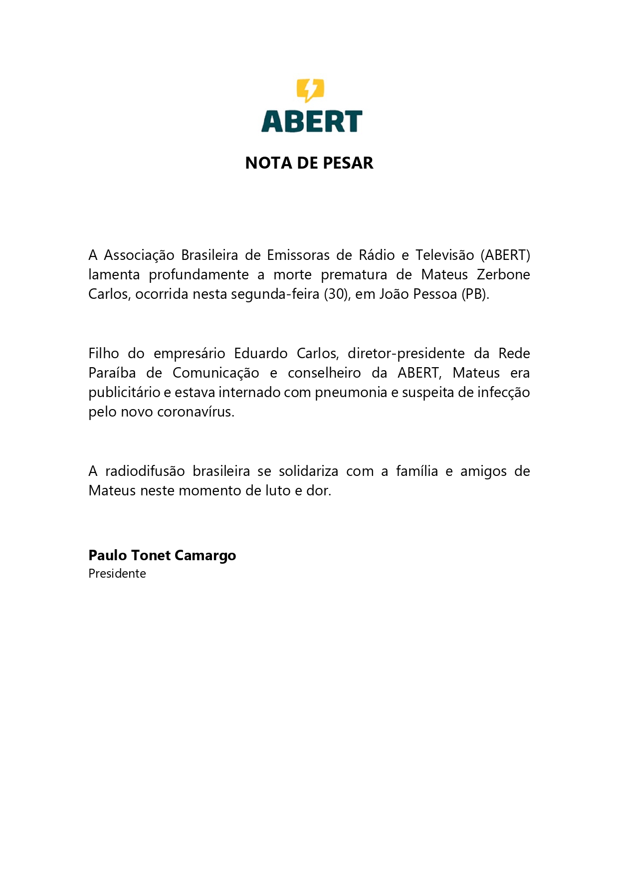 NOTA DE PESAR Mateus Carlos page 0001