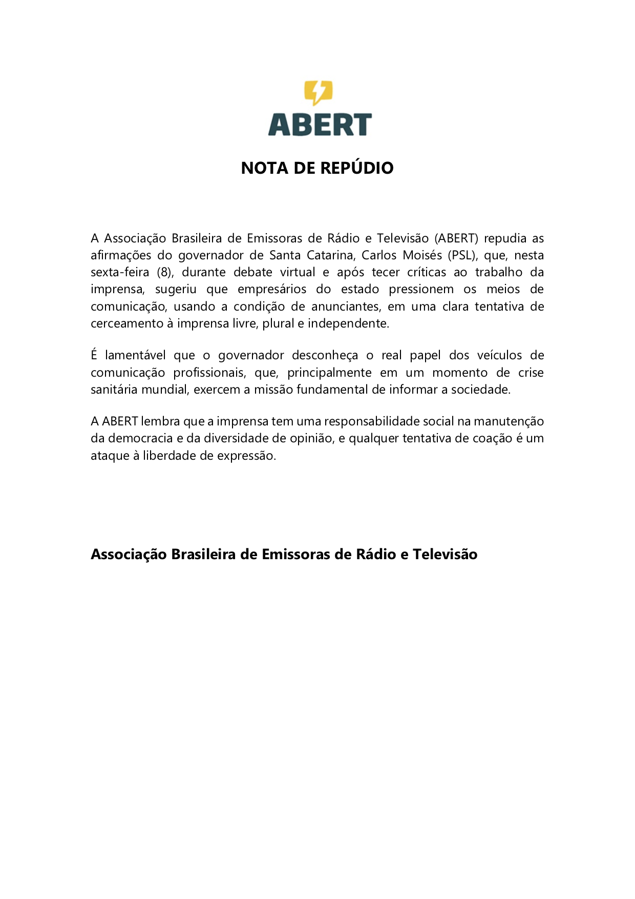 NOTA DE REPUDIO