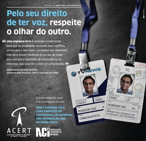 Abert e Acert promovem campanha para segurança do trabalho do jornalista